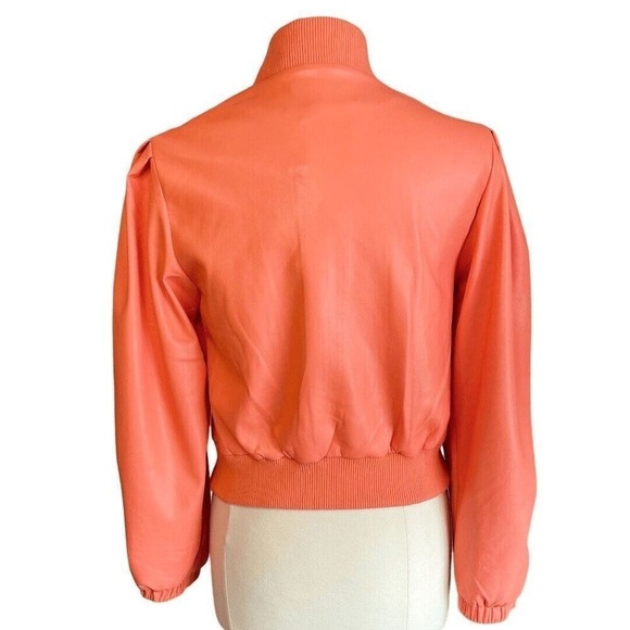 NWT House Of Harlow Vegan Leather Coral Bomber Jacket - SMALL. MSRP $349 - Picture 4 of 7